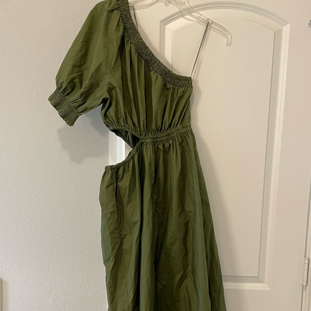 Target Women's Puff Short Sleeve Cut Out Dress - Who What Wear - Olive Green - Picture 4 of 7